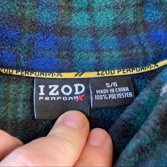 Izod plaid fleece quarter zip pullover size 5/6 - Picture 4 of 6